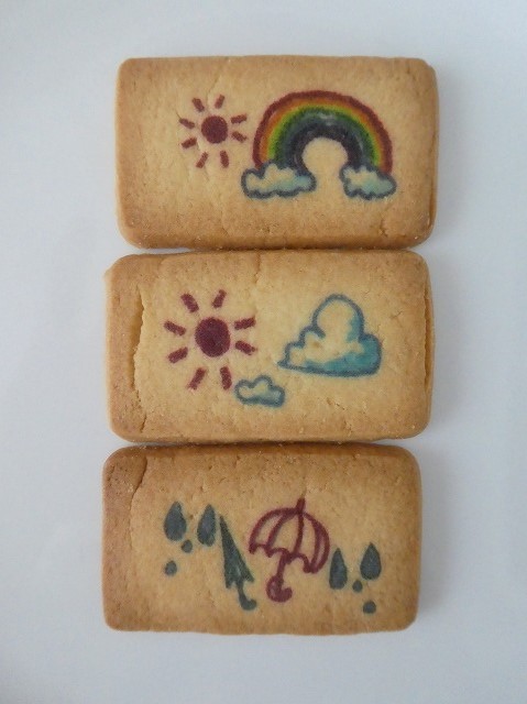 クレパス　プリントクッキー ３種類の天気イラストクッキー